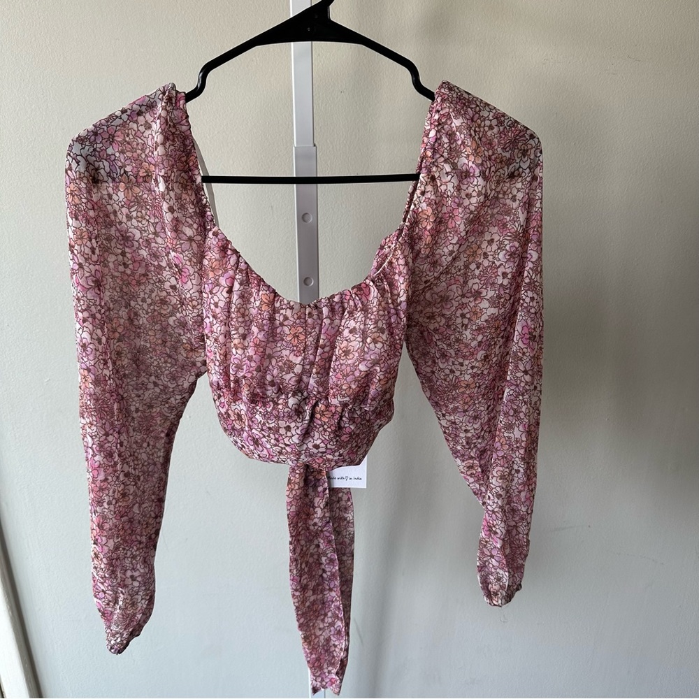 Jessica Simpson floral crop top dressy tie in back